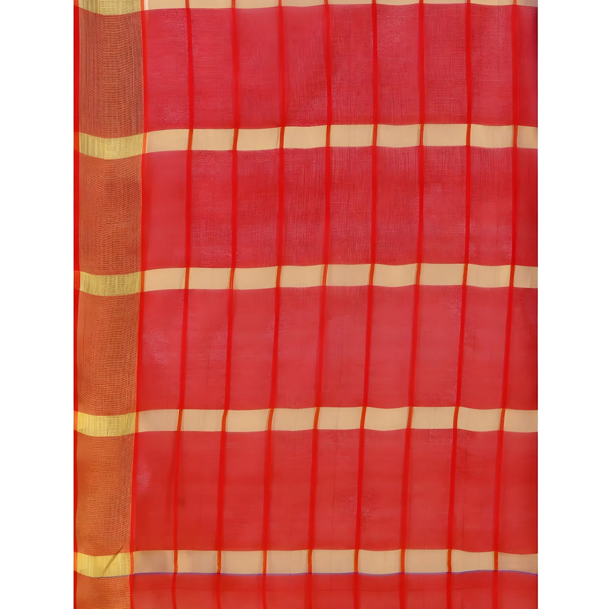 Women's Cotton Silk Checkered Saree With Unstitched Blouse 5.5Mtr (Blue)