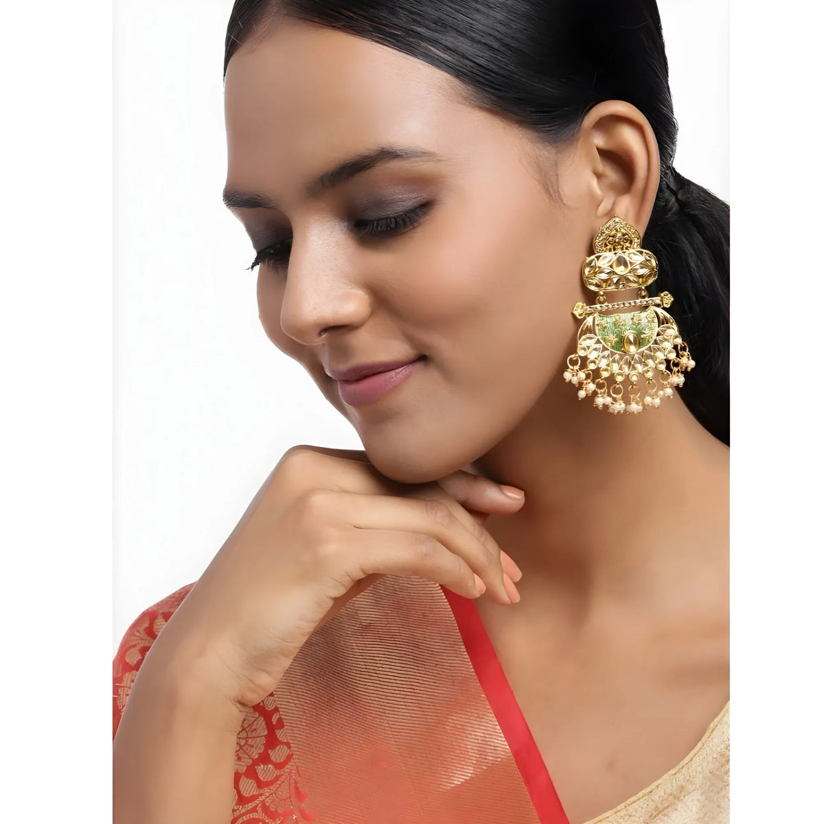 Women's Rose Gold Plated Alloy Earrings (Gold)
