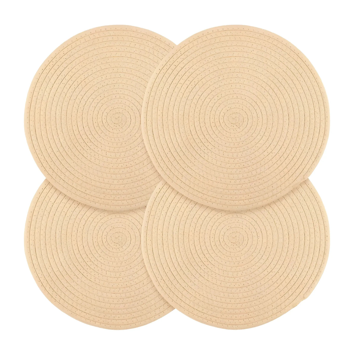 Cotton Dining Table Round Placemat Mats Set of 4 (Cream)