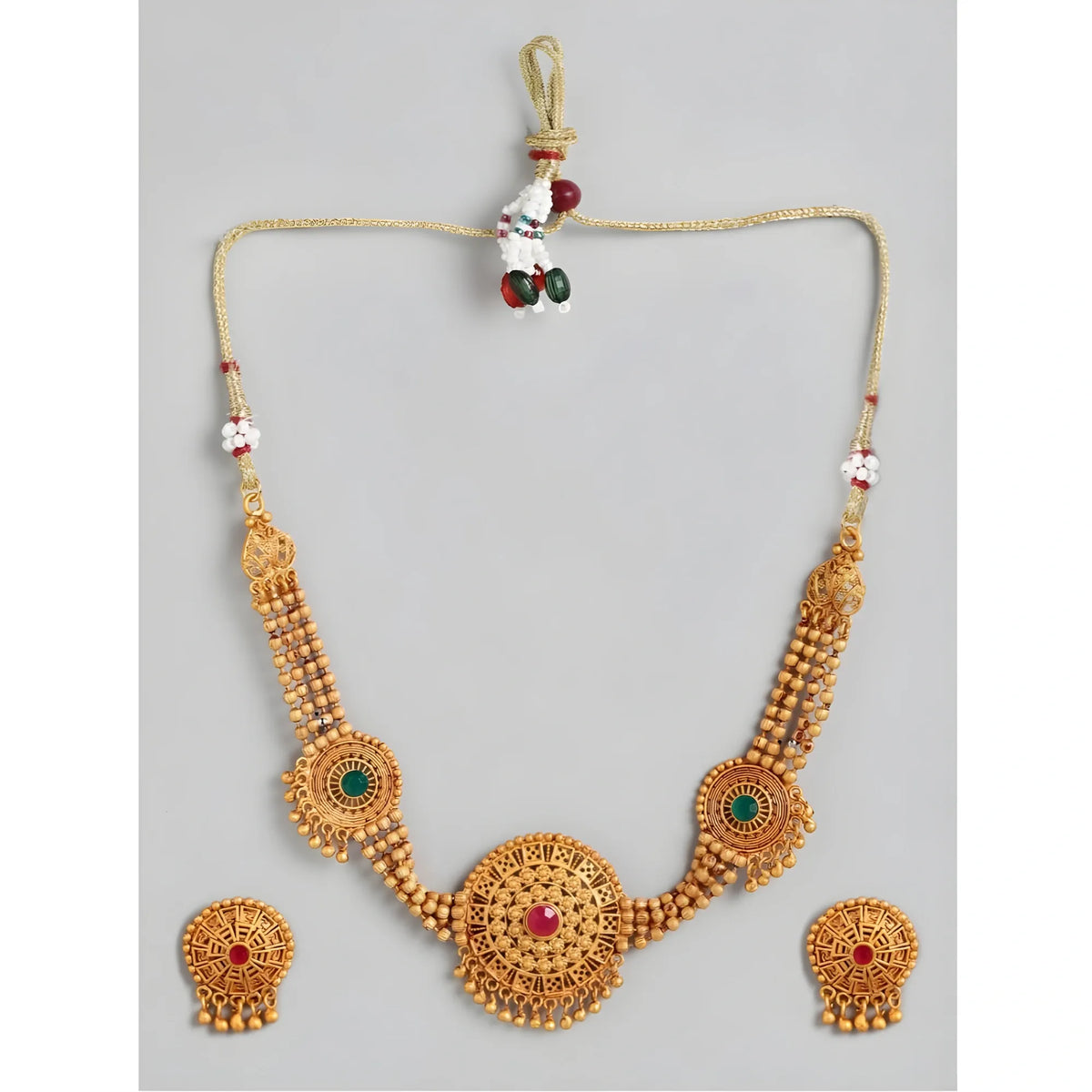 Women's Rose Gold Plated Alloy Necklace &amp; Earings Set (Multicolor)
