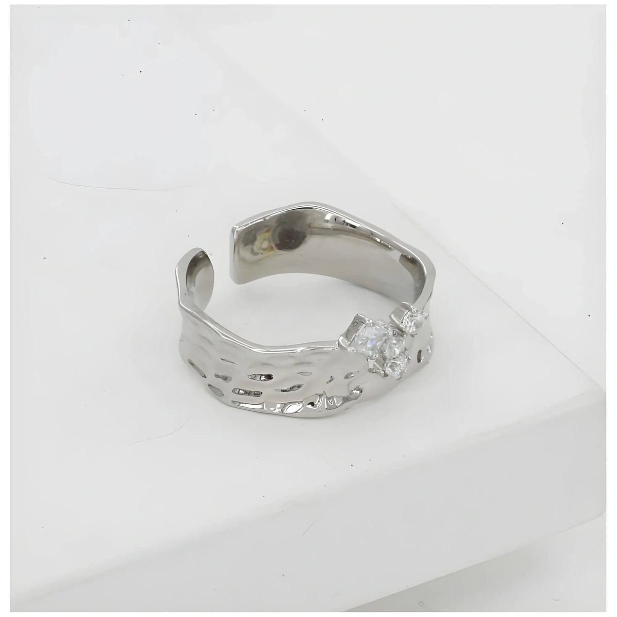 Stainless Steel Silver Polish Freesize Western Finger Ring (Silver Plated)