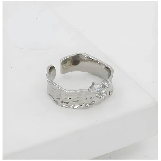 Stainless Steel Silver Polish Freesize Western Finger Ring (Silver Plated)