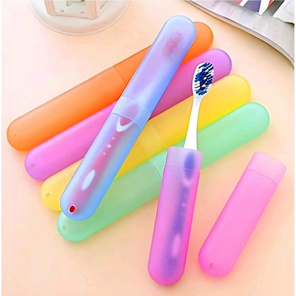 Celestia Pack of _Plastic Toothbrush Holder Travel -PieceS SeT Tube Cases