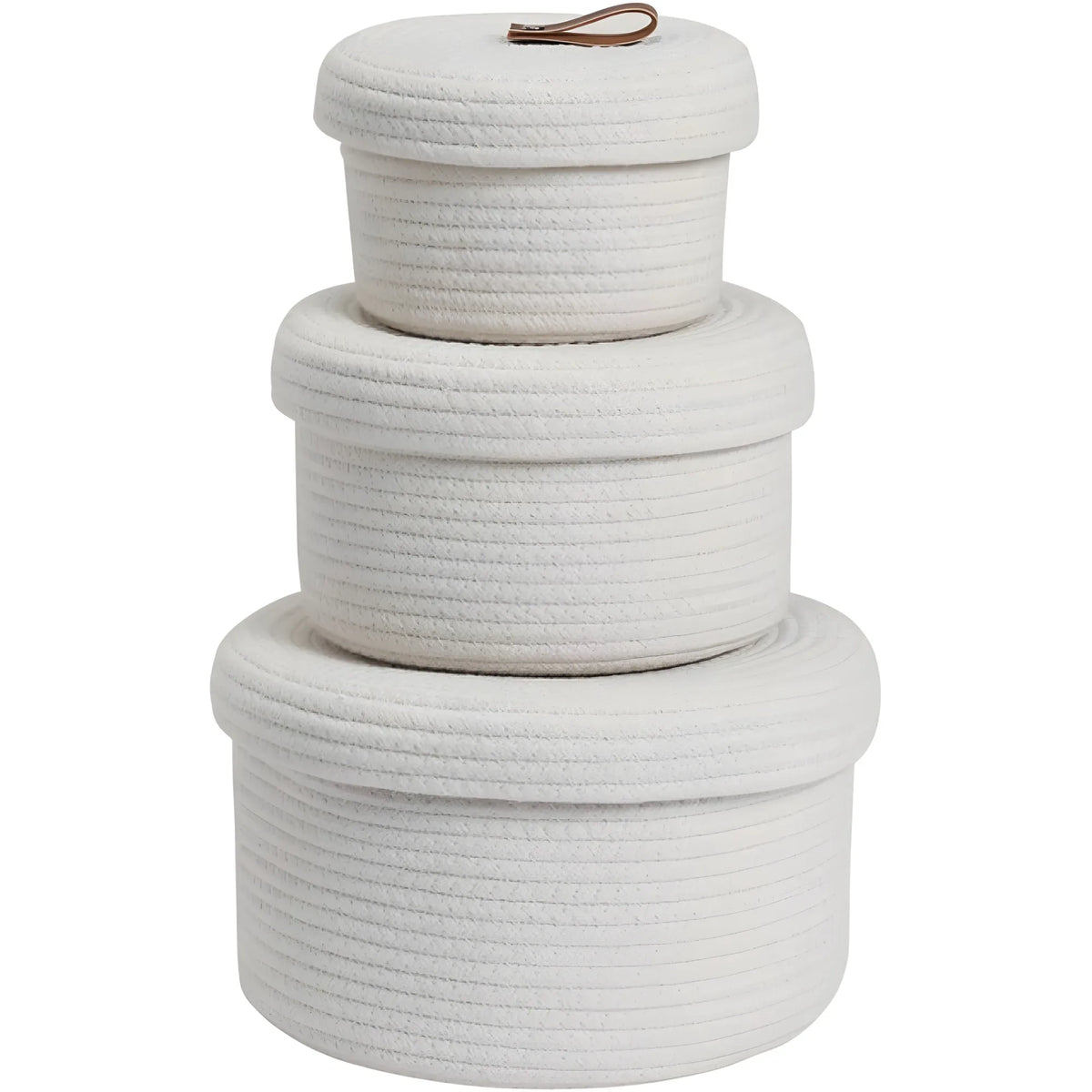 Cotton 3 Pcs Set Roti Box Storage Basket With Lid (White)