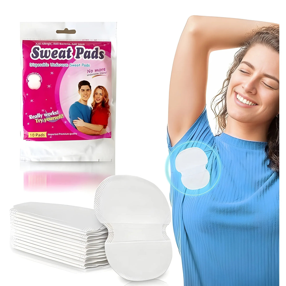 Pack of 2 Sweat Pads(10 pieces set, white)