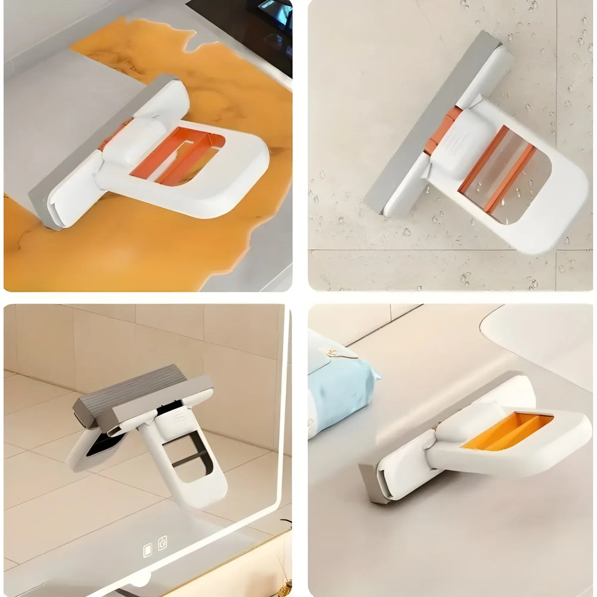 Plastic Mini Sponge Mop (White-Orange)