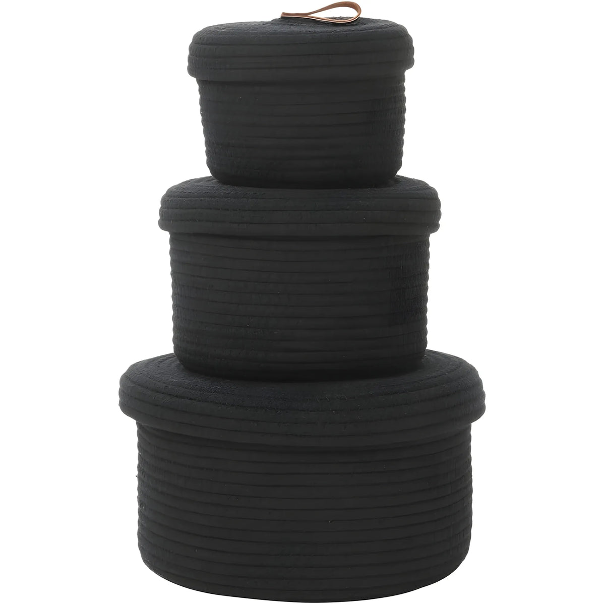 Cotton 3 Pcs Set Roti Box Storage Basket With Lid (Black)