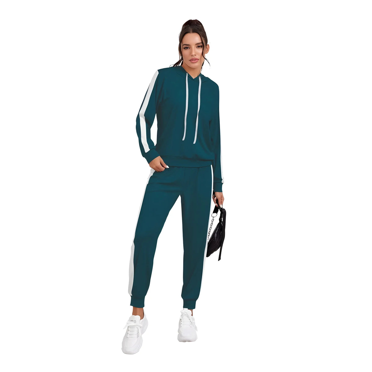Women's Knitting Stretchable Solid Hooded Neck Full Sleeve Track Suit (morpich) | Women Signature Collection